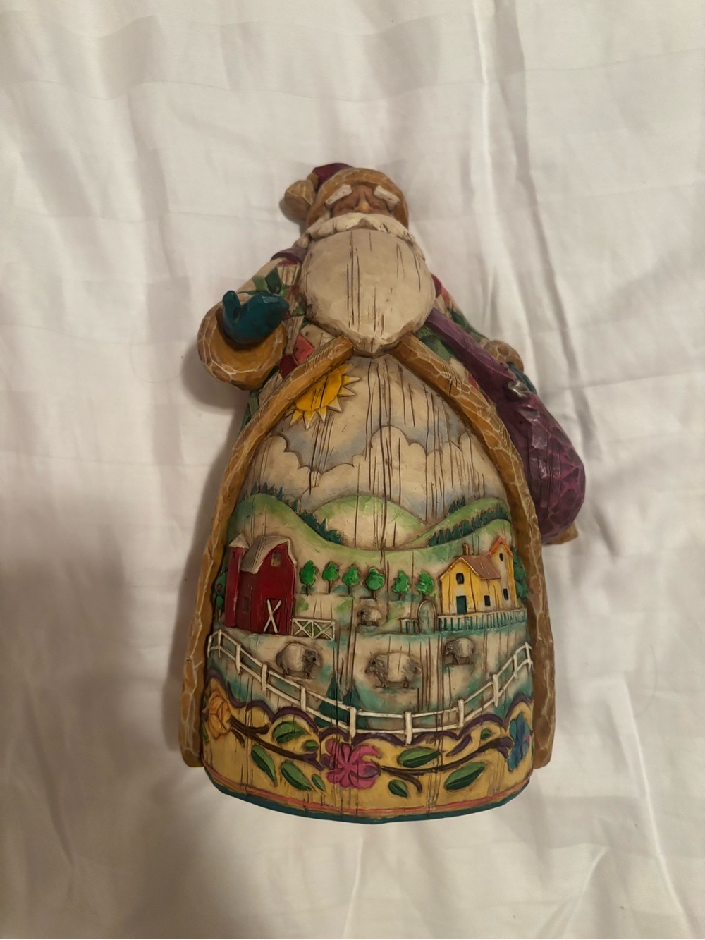 Jim Shore hand-Painted Farm Scene Santa Figurine - Multicolor